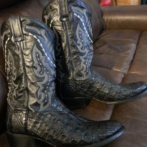 Mens Dan Post Black Caiman Leather Boots. Size 13